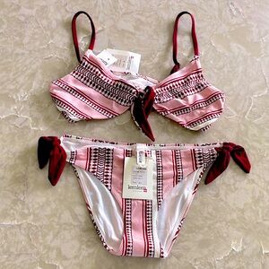 NWT LEMLEM pink tie front top tanga side tie two set M/XS authentic liya kibede